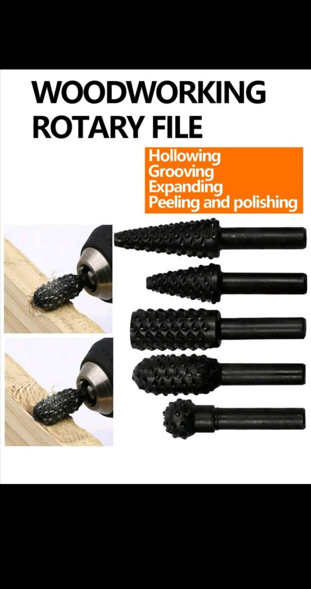 Woodworking - 5 pc Rotary Rasp wood carving bits was listed for R99.00 ...