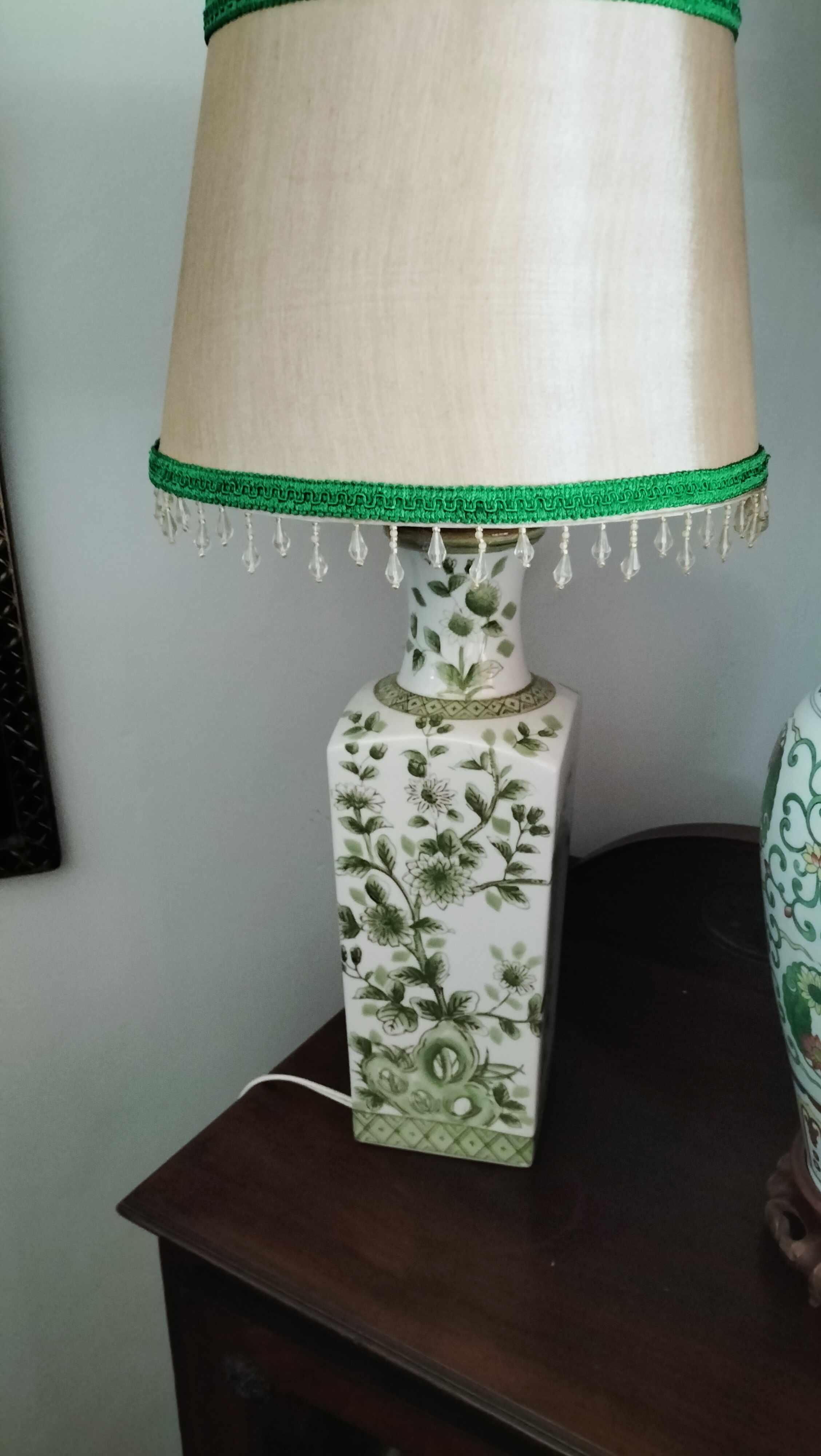 Lamps & Lanterns Green Chinoserie Table Lamp & Shade for sale in
