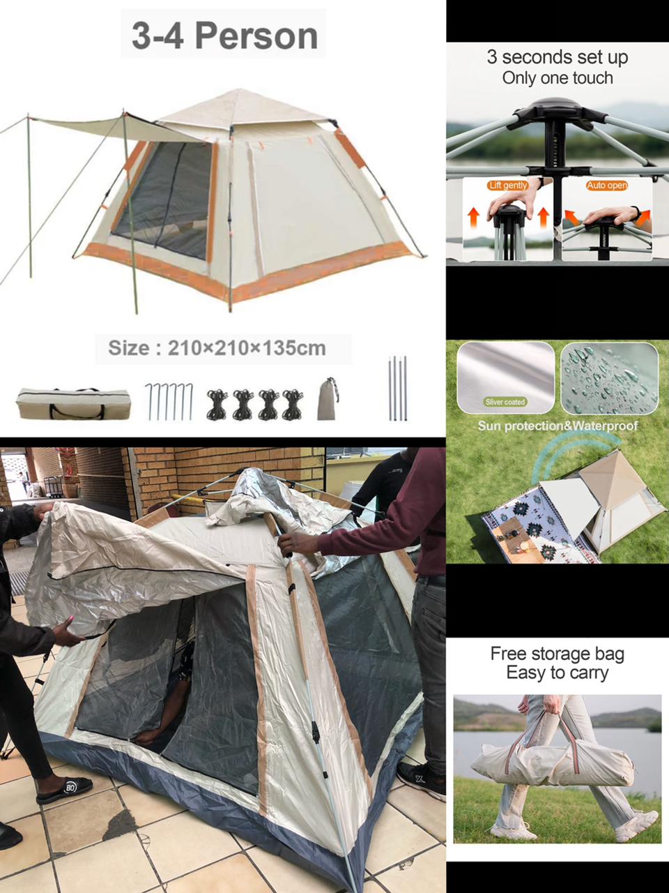 Tents - Camping tent 4 people camping tent outdoor for sale in ...