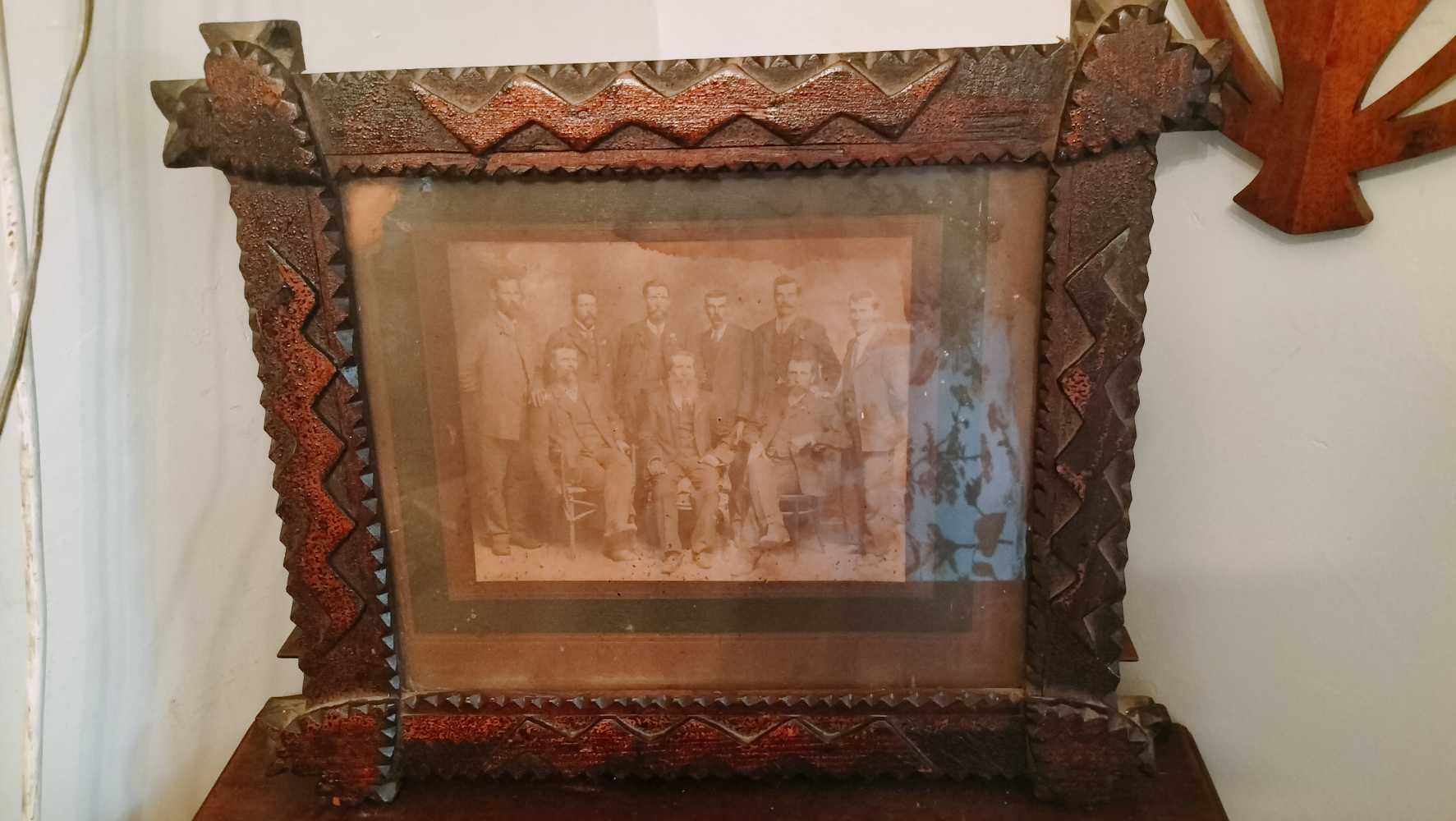 Frames & Mirrors Rare Tramp Art Picture Frame with Sephia Group photo