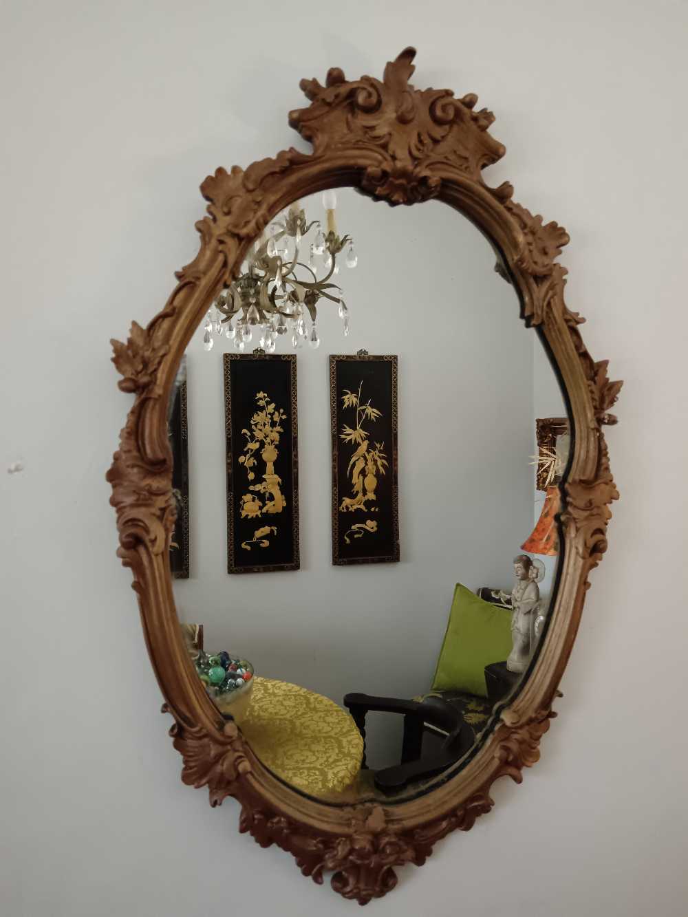 Frames & Mirrors Vintage Baroque Style Oval Gold Mirror for sale in